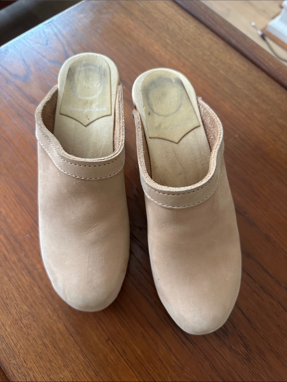 No. 6 Suede Slip-On Mules in Beige